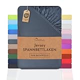 NatureMark Jersey Spannbettlaken, Spannbetttuch 100% Baumwolle in vielen Größen und Farben MARKENQUALITÄT ÖKOTEX Standard 100 | 120x200 cm - anthrazit grau