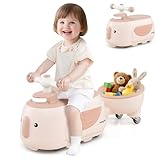 COSTWAY Rutschauto mit Anhänger, Rutschfahrzeug mit Licht & Musik & Stauraum unter dem Sitz, Rutscherfahrzeug für drinnen & draußen, Rutscher Auto für Kinder ab 1 Jahr (Kaffee)