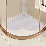 LY4U Ecke Duschmatten rutschfest Anti-Schimmel, 60x60 cm Herzform Duschmatten für Innendusche, PVC-Badematten für Badezimmer Nassdusche Bereiche, Schnelltrocknen, Bunt+Weiß