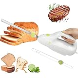 Elektrisches Brotmesser,Tranchiermesser, kabelloser,wiederaufladbarer Brotschneider und Fleischschneider mit 2 8-Zoll-Klingen aus rostfreiem Stahl,Sicherheitsverriegelungsschalter,for Familien,Fleisch