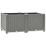 vidaXL Hochbeet, Hochbeet für Garten Balkon Terrasse, Gemüsebeet Pflanzkasten zum Selber Bauen, Blumenbeet Blumenkasten Rattan-Optik, Polypropylen