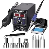 Yofuly 750W Lötstation, 2 in 1 Heißluft Lötstation Lötkolben Set 8786D SMD Entlötstation & Lötstationen 392°F -896°F Einstellbare Temperatur LED Digital Anzeige 5 Zusätzliche Lötspitzen (EU)