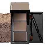 EONFAVE Braun Augenbrauenpuder, 3 Färbe Eyebrow Powder, Wasserfeste Augenbrauen Puder mit Bürste, Multipurpose Augenbrauen Farbe, Feines Pulver, für Natürlich Aussehende Augenbrauen den Ganzen Tag