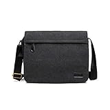 KONO Messenger Bag Canvas Laptop Umhängetasche für 13 Zoll Wasserdichte Schultasche, Geschenke für Männer Frauen(Schwarz)