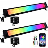 RGB LED Strahler, 2 Stück 50W RGB Led Wallwasher Licht mit Fernbedienung und Bluetooth APP, Led Bar Lichteffekte IP66 Wasserdicht Smart Partylichter für DJ Disco Party Garten Halloween Bühnenlichter