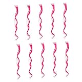 NOLITOY 20 Stk lange lockige Haarverlängerungen Farbe Perücke Perückenhaar welliges Haar hair extension Haarverlängerung Echthaar nahtlose Haarspange lange Haarspange heimische Seide Rosa