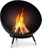 Blumfeldt Outdoor Feuerstelle mit 3-Beinbein Standfuß, Kippbare Feuerschalen für den Garten & Balkon, Camping, Groß, Gartenfeuerschale Wetterfest, 50x75x50 cm, Schwarz