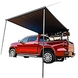 Auto Markise, Dachzelt Auto Camping, PU 5000 mm, Seitenwand Markise fürs Auto, Seitenmarkise Ausziehbar mit Wasserdichter Aufbewahrungstasche, UV 50+, Höhenverstellbar, Schwarz(160x250cm/5.2x8.2ft)