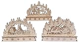 Cepewa Stimmungsleuchter Winterlandschaft, Lichterbogen aus Holz (3er Set) mit LED - Schwibbogen, Weihnachtsdeko, Adventsdeko