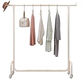 Garderobenständer Weißer Metall-Kleiderständer Mit Rädern, Kommerzielle Robuste Kleiderstange Zum Aufhängen Von Kleidung, Freistehender Kleiderablage, Einzelstangen-Garderobe Für Sc(Size:120X40X160CM)