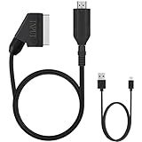 CAVN Scart auf HDMI Konverter, Neuer All-in-One mit SCART-Eingangskabel & HDMI-Ausgangsanschluss HD 1080P Video Audio Adapter, für HDTV STB VHS Xbox PS3 Sky DVD Blu-Ray, 1m Kabel