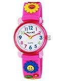 Pacific Time Armbanduhr Mädchen fröhliche Bunte Blumen Analog Quarz pink 20042