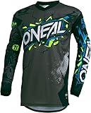 O'NEAL | Motocross-Jersey Langarm | Kinder | MX MTB Mountainbike Enduro | Eingenähter Ellbogenschutz, V-Ausschnitt, Atmungsaktives Material | Element Youth Jersey Villain | Grau | Größe L