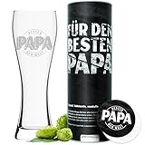 getbrave Weizenglas | Bester Papa der Welt (0,5l) in Geschenkbox | Das Geschenk zum Vatertag | Weihnachten | Geburtstagsgeschenk | Bierglas Bierkrug