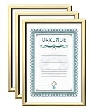 IDEAL TREND 2er 3er 5er 10er Pack Dokument Bilderrahmen 21x29,7 DIN A4 Urkunde Foto Rahmen: Farbe: 3er Pack Gold