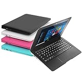 Bigmachine Computer Laptop Mini 10,1 Zoll 32 GB Windows 10 ultradünnes und leichtes Netbook Quad Core PC HDMI USB Webcam Netflix YouTube QWERTZ Layout (Schwarz)