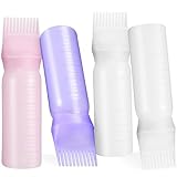 Sewroro 4 Stück Kammapplikatorflaschen für Haarfärbemittel Wiederverwendbare Haaröl Flaschen aus Kunststoff Leicht zu Drücken für Zuhause und Salon Vielseitig für Haarpflege und