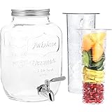 Navaris Wasserspender - 4L Getränkespender - Getränkespender Zapfhahn und Deckel - Wasser Spender Drink Dispenser - Saftspender - Getränkespender Glas mit Zapfhahn