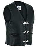 Gaudi-Leathers Herren Motorrad Lederweste Bikerweste Motorradweste Weste Kutte, E500SWXL,schwarz