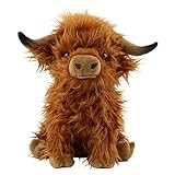 Sharplace Hochlandkuh 25 cm, Soft Toy Animals Hochlandrind realistisches Kuscheltier Kuh Toy Highland Cow Plüschtier Stofftier Plüsch Spielzeug für Kinder Party Geburtstag Weihnachten Geschenke, Braun