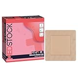 MEDSTOCK Silikon-Schaumstoff-Kompresse mit Rand, 10 x 10 cm, 10 Stück, komfortable Wundheilung, wasserdicht, sanfte und sichere Haftung