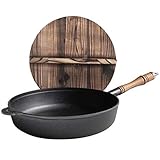 All Pans Mehrzweck-Pfanne, Bratpfanne, Eisenpfanne, Küche, Induktion, Pfannen, Kochtöpfe, schwarzer Walnuss-Griff, Gusseisen, tiefe Bratpfanne, 30 cm, unbeschichtet, Induktionsherd, Gas, universell