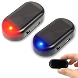 Auto-Alarmanlage,Antis-diebstahl-Blinklampen,Solar Power Dummy Auto Alarm,Auto Alarmanlage Diebstahlsicherung,Lampe Dummy Anti-diebstahl Blinkende Blinklampe Für Auto，2 Stück (Blau+Rot)