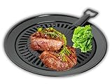 INVIDA Camping Jack Grillplatte, Grillaufsatz für tragbare und Propan Gaskocher, BBQ-Grillplatte, mit Fettauffangschale & Grillplattenheber, Antihaftbeschichtung, Outdoor-Camping-Zubehör, Ø32 cm