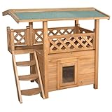 Kerbl Katzenhaus Lodge (L x B x H 77 x 50 x 73 cm, für Innen- und Außenbereich, mit wetterfesten Bitumendach) 82790