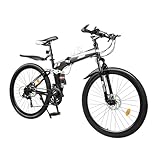 KumuJ 26 Zoll Mountainbike für Erwachsene Fahrrad Faltbares 21 Gang, Höhenverstellbares Mountainbike für Mädchen Jungen Herren und Damen