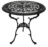 DEGAMO Bistrotisch Gartentisch Lugano in Jugendstil Optik aus Aluminiumguss, grau - antik, 70cm rund, Outdoor