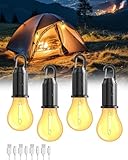 Campinglampe Aufladbar, LED Camping Lampe Camping Licht Zeltlampe Glühbirne, Camping laterne Helligkeit einstellbar 3 Lichtmodi Wasserdicht Campinglicht für Camping, Stromausfall, Notfall, 4 Stücke