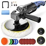 RAYBAO Poliermaschine Auto, 1200W Poliermaschine Set mit 150/180mm Polierteller, 6 Variable Geschwindigkeit 1600-3500RPM, Abnehmbarer D-Griff und Seitengriff, für Auto Boot KFZ
