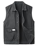 Yukirtiq Herren Kutte Ärmellose Jeans Weste Vintage Biker Weste Fashion Denim Weste Motorradweste Jacke Casual Jeansweste für Männer, Schwarz, 3XL