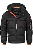 Geographical Norway Herren Winter Jacke warm gefüttert Parka Steppjacke Outdoor gesteppt Neu Warm gesteppt PUFFER FvS Production H-H, Farbe:Schwarz, Größe:XXL