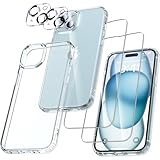 UniqueMe für iPhone 15 Plus Hülle, 5-in-1-Set Handyhülle für iPhone 15 Plus Case Rundumschutz Schutzhülle Cover, 1 Handyhülle & 2 Schutzfolie & 2 Kameraschutz - Transparent