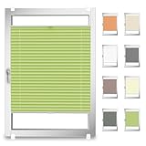 StoffTex Plissee I nach Maß I ohne Bohren mit Klemmträger I Verschiedene Stofftypen I Jalousie für Fenster & Tür I Sonnenschutz I Plisseerollo Faltrollo I 34 Farben I Höhe 25-130 cm