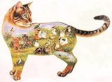 L24 - Konturenpuzzle Katze (Katze) Riesiger Puzzle-Spaß für kleine und große Katzen-Fans. 750 TLG. Fertiggestellt ca. 80x60 cm.