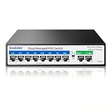 10-Port PoE Switch (8 PoE Ports @ 120W integrierte Leistung, 2 Uplink) mit Erweiterungsfunktion, Managed Ethernet Switch, Plug & Play, lüfterloses Metalldesign, VLAN, Qos, Desktop/Wandhalterung