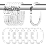 Duschvorhangringe aus Kunststoff, für Badezimmer, Dusche, Fenster, transparent, 12 Stück