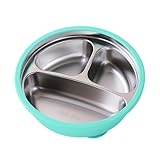 Babyteller aus Edelstahl – Teller mit Saugnäpfen aus Silikon – rutschfeste Essschale für Krippe Camping Picknick Transport praktisch