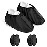 2 Paare Schuhüberzieher, Rutschfeste Wiederverwendbare Überschuhe, Atmungsaktiv Schuhüberzieher Mehrweg, Wasserdichter Staubschutz Überziehschuhe für Teppich Bodenschutz (Schwarz)