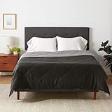 Amazon Basics Steppdecke aus Mikrofaser, beidseitig verwendbar, 140 x 200 cm, Grau/Schwarz