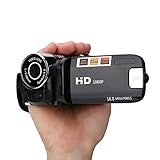 Handheld Video Camcorder FHD 16x Digitalzoom, Trabar DV Digital Kamera mit COMS Sensor, Eingebautem Lautsprecher, 270° Drehbildschirm, Videokamera(Schwarz)