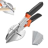 Gehrungsschere, Winkelschere mit 10 Ersatzklingen Kanalschere Kabelkanal Schneider Präzise Mehrwinkel von 45 bis 135 Grad Verstellbar für Schnitt Holz Kunststoff PVC