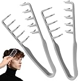 2 Stück Textur Kamm für Locken, Texture Comb Volumen Styling Kamm Männer & Frauen, Mit Ponyansatz Pflegen,Lifting Haarwurzeln Haarbürste, Bühnenauftritte, Dates und Partys (C)
