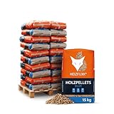 HEIZFUXX Holzpellets Blue 6mm 15kg x 20 Sack 300kg 1 Palette Pellets Weichholzpellets Heizpellets Für Pelletofen Kaminpellets Ofenpellets Brennholz Pellet Säcke Sackware En Plus A1 Paligo
