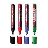 4er Set edding Permanentmarker edding 300, nachfüllbar, 1,5 - 3 mm [Grundfarben] schwarz, rot, blau und grün