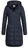 Eight 2 Nine Damen Steppmantel LETN-039 Lange Stepp-Jacke mit Kapuze night blue M