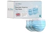 ArchMed 3-lagige Gesichtsmasken – Hergestellt in Großbritannien – Typ 2R Einweg-OP-Gesichtsmasken aus Polypropylen IIR2 – EN14683 Standards – UK Typ 2R – 3-lagige Filtersicherheit (50 Stück)
